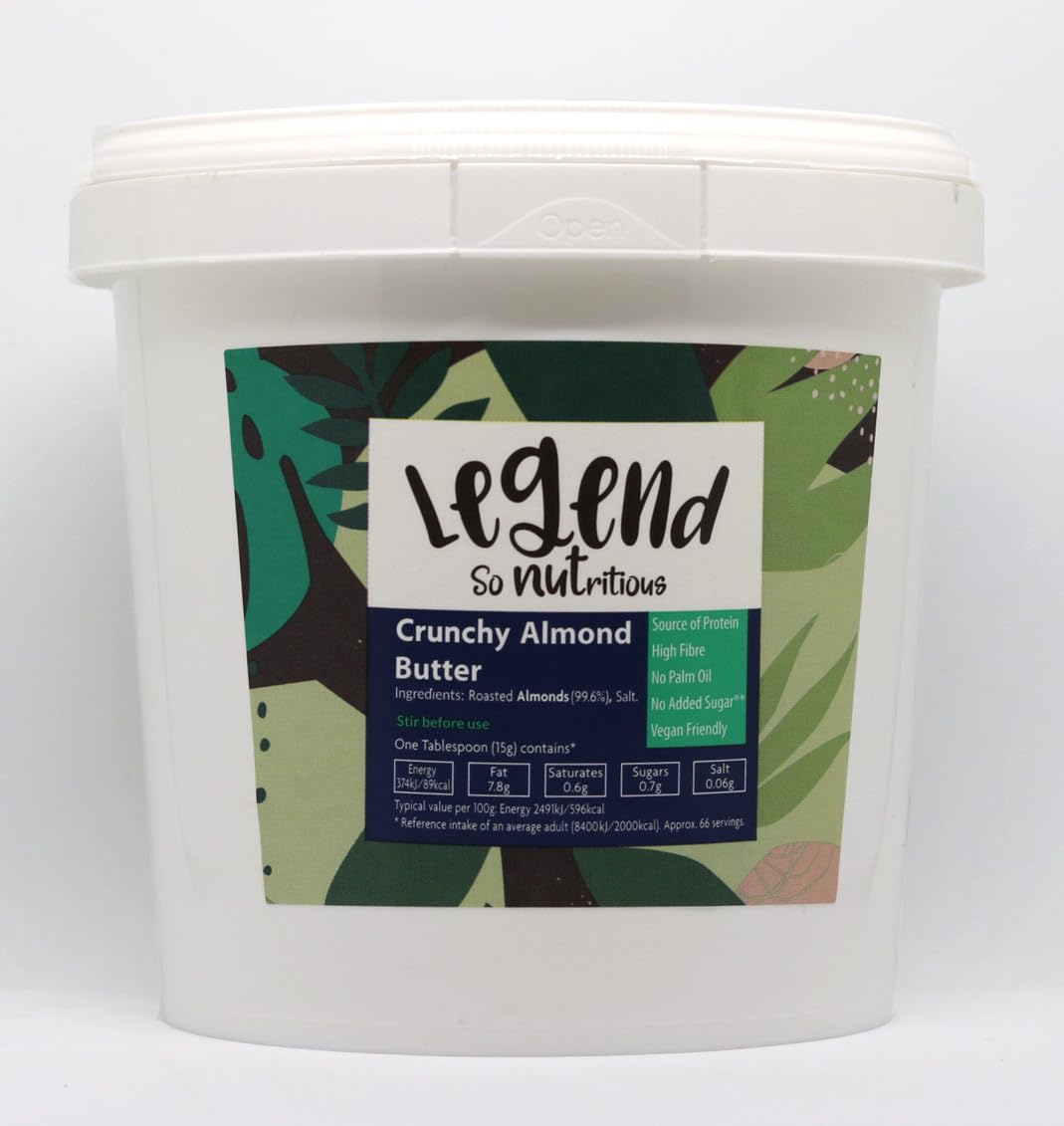 Legend Crunchy Almond Butter - 1kg Jar | 100% Natural | High Fibre & Protein