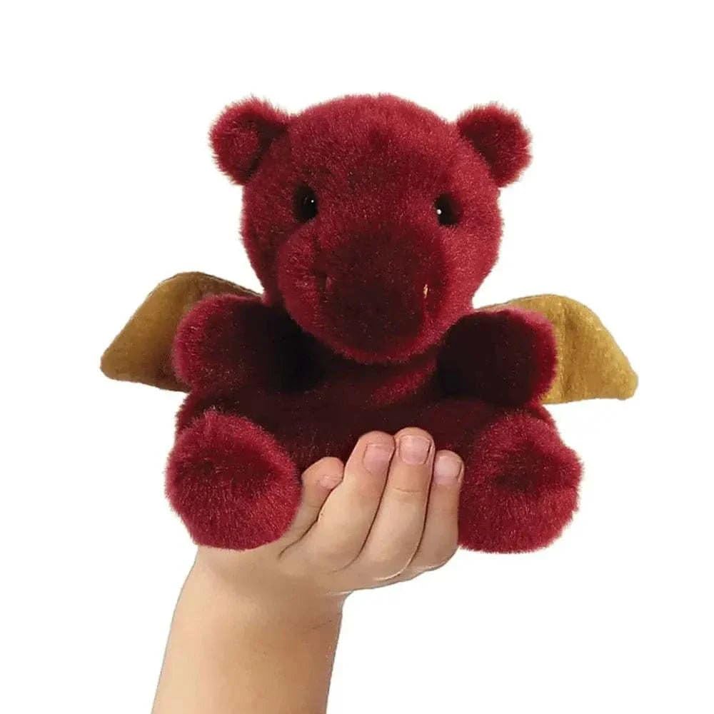 AURORA Palm Pals Aidan Dragon Stuffed Toy - Maroon Plush, 5 Inch, Suitable from Birth