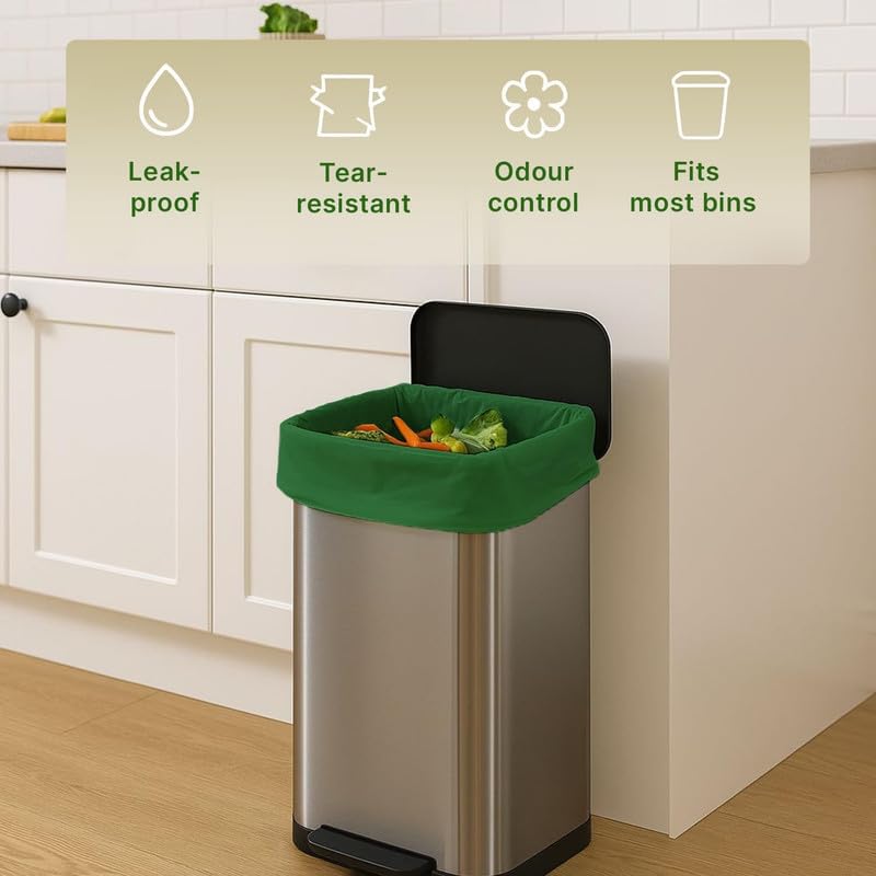 CareBee 50L Biodegradable Kitchen Bin Bags - 100% Compostable, Tear Resistant (30 Bags) 2