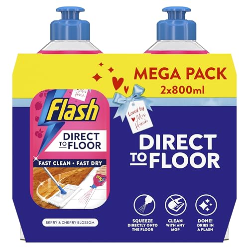 FLASH Direct To Floor Cleaner Berry & Cherry Blossom Liquid | 1.6L | Streak-Free
