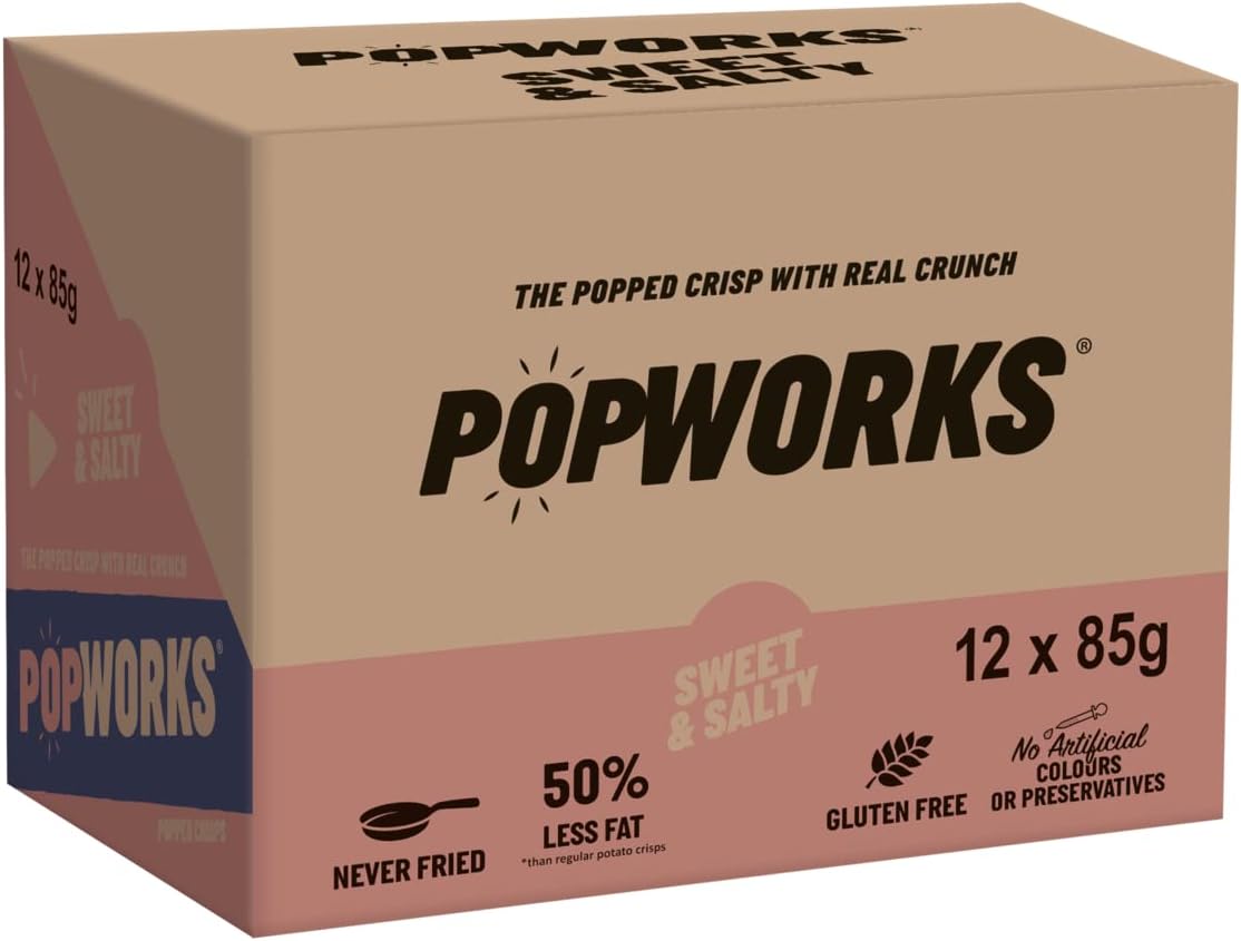 Popworks Sweet & Salty 85g (Case of 12) Vegan Gluten Free Popped Crisps