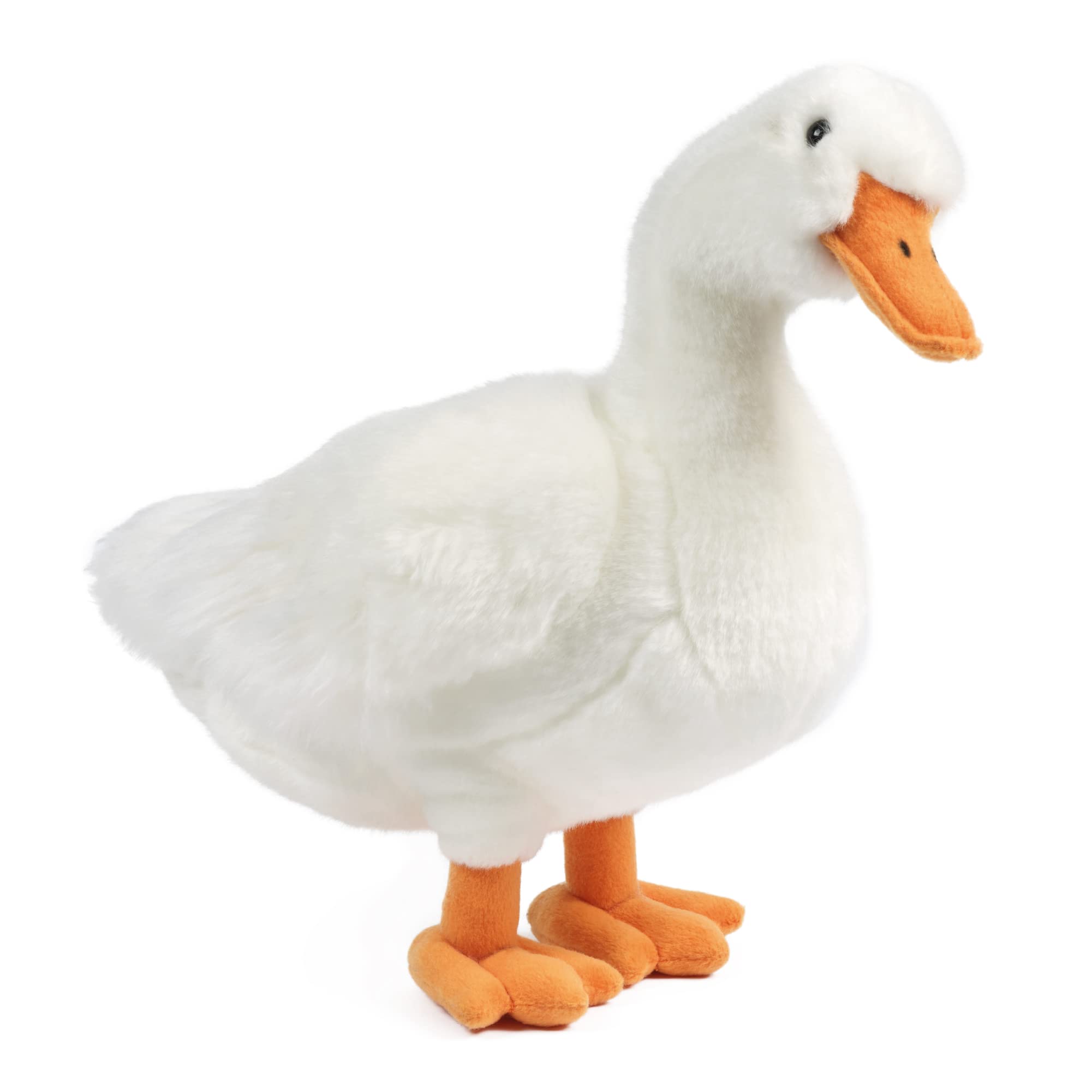 Living Nature Large Duck Plush Toy - Realistic Soft Cuddly Duck with Educational Fact Tag, 35cm