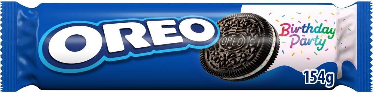 Oreo Birthday Party Sandwich Biscuits - Caramel Flavoured Crème Filling | 154g Pack