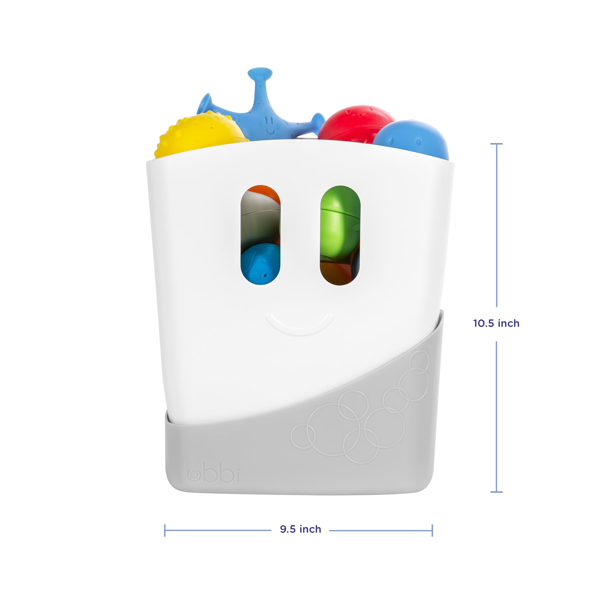 Ubbi Stand Up Bath Toy Storage Organizer - Freestanding Caddy with Removable Drying Rack Bin | Grey