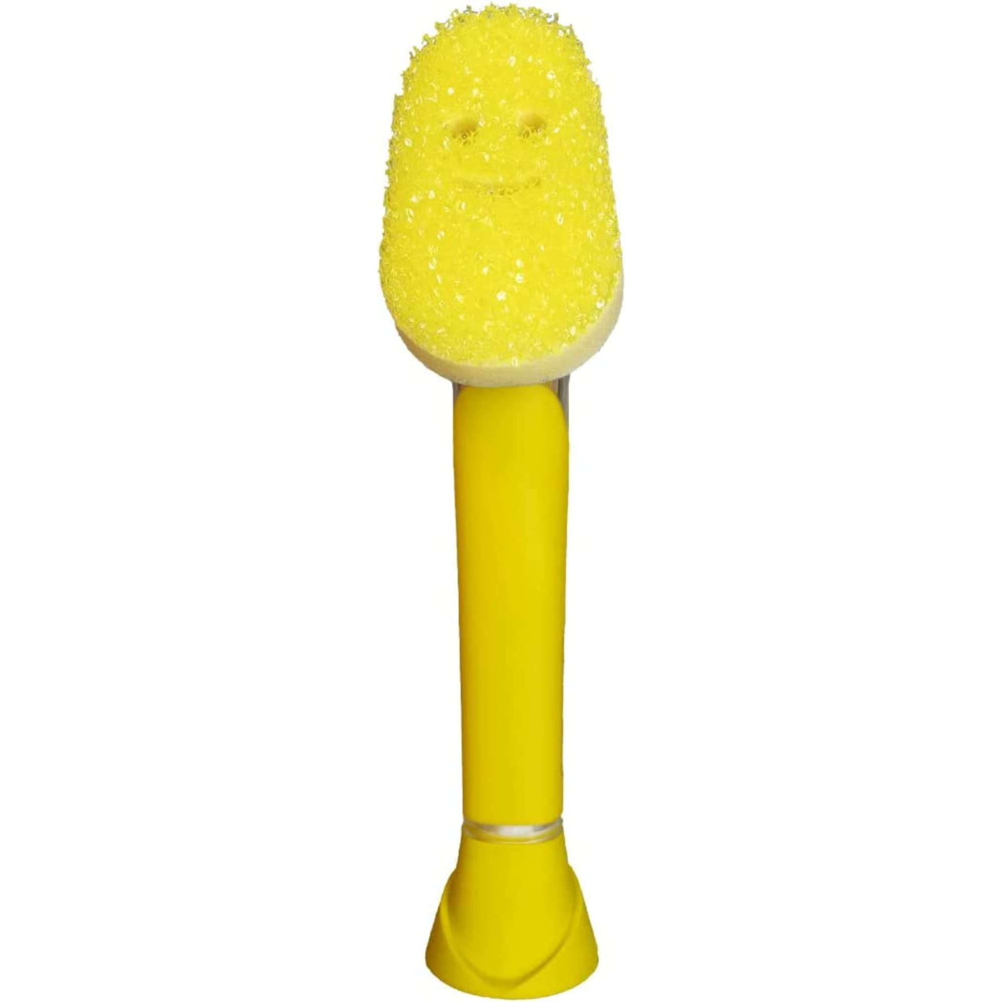 Scrub Daddy Dish Wand Scrubber with Handle | Soap Dispensing | Texture Changing Sponge | Yellow 1