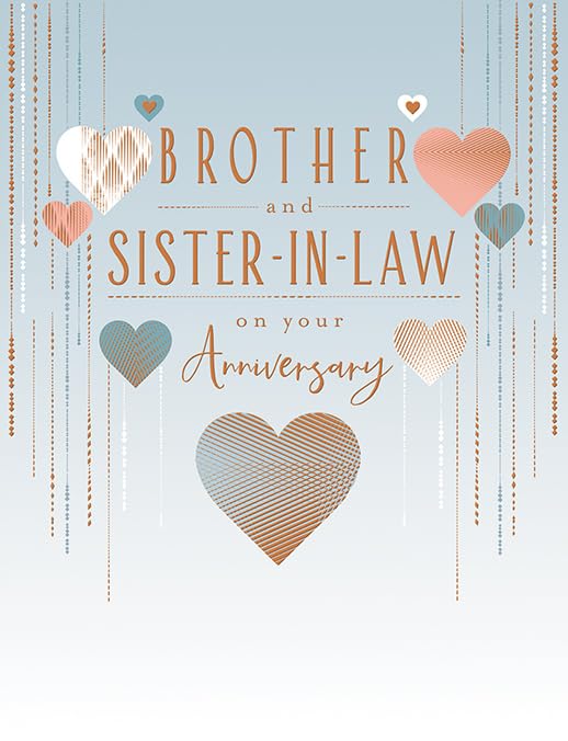 Piccadilly Greetings Anniversary Card for Brother & Sister-in-Law | 8 x 6 Metallic Finish