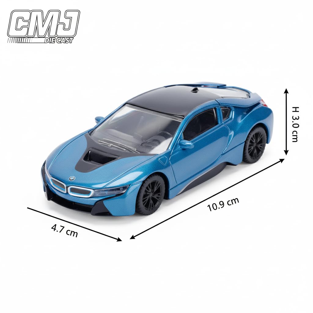 CMJ BMW i8 1:43 Scale Die-Cast Model Car - Blue | Detailed Collector's Edition 4