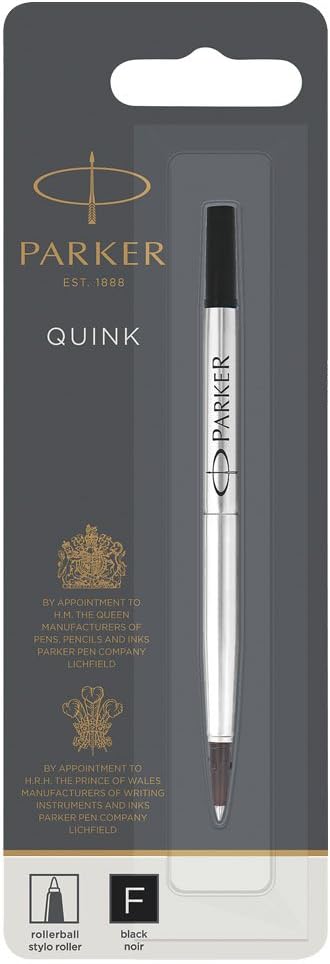 PARKER - QUINK Rollerball Pen Ink Refill, Fine, Black (1 Refill)