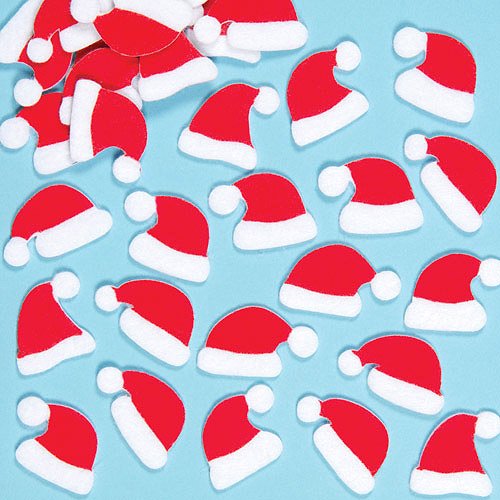 Baker Ross Santa Hat Felt Stickers - Assorted Craft Decorations (Pack of 100), EF428