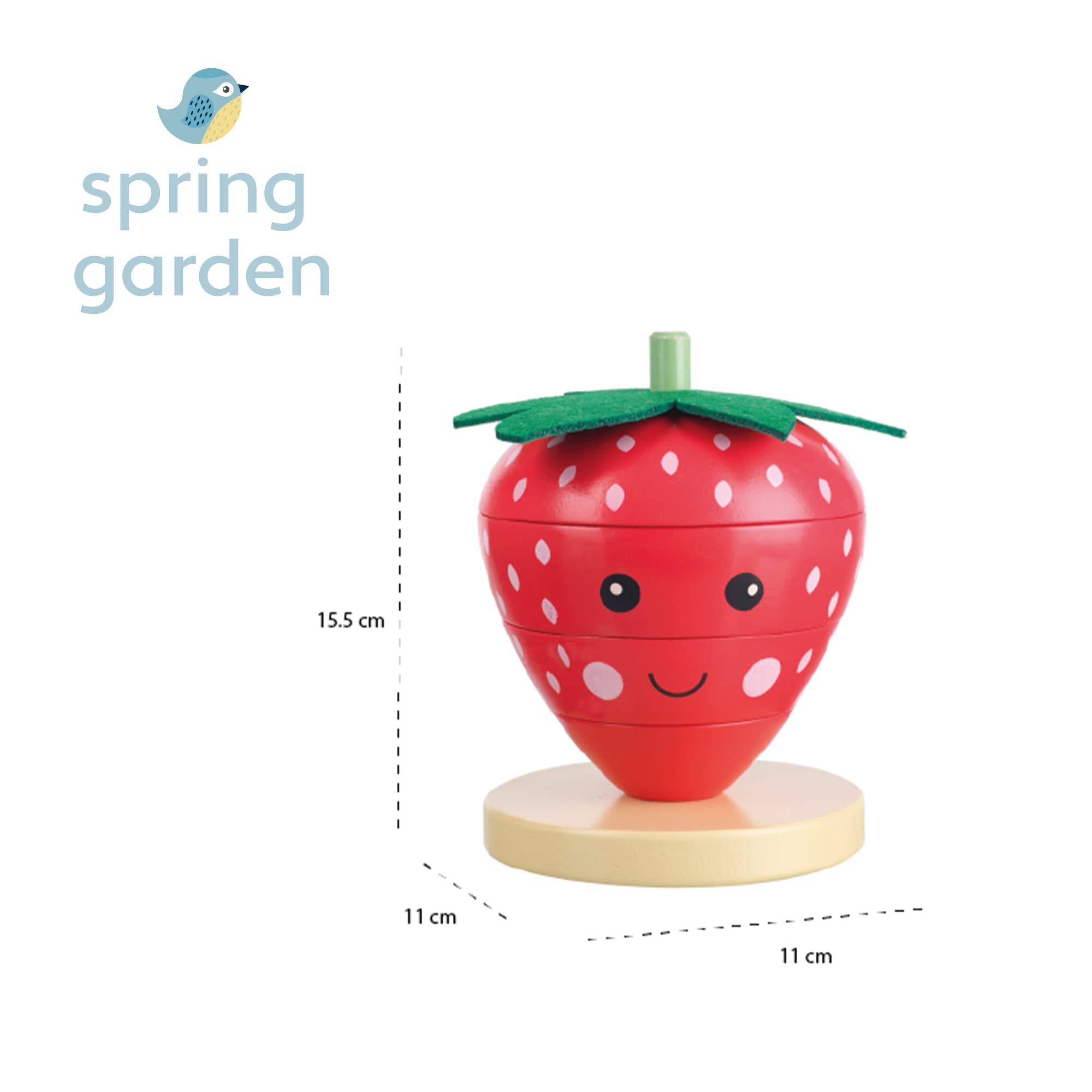 Orange Tree Strawberry Stacking Rings - Wooden Educational Toy for Toddlers 12 Months+