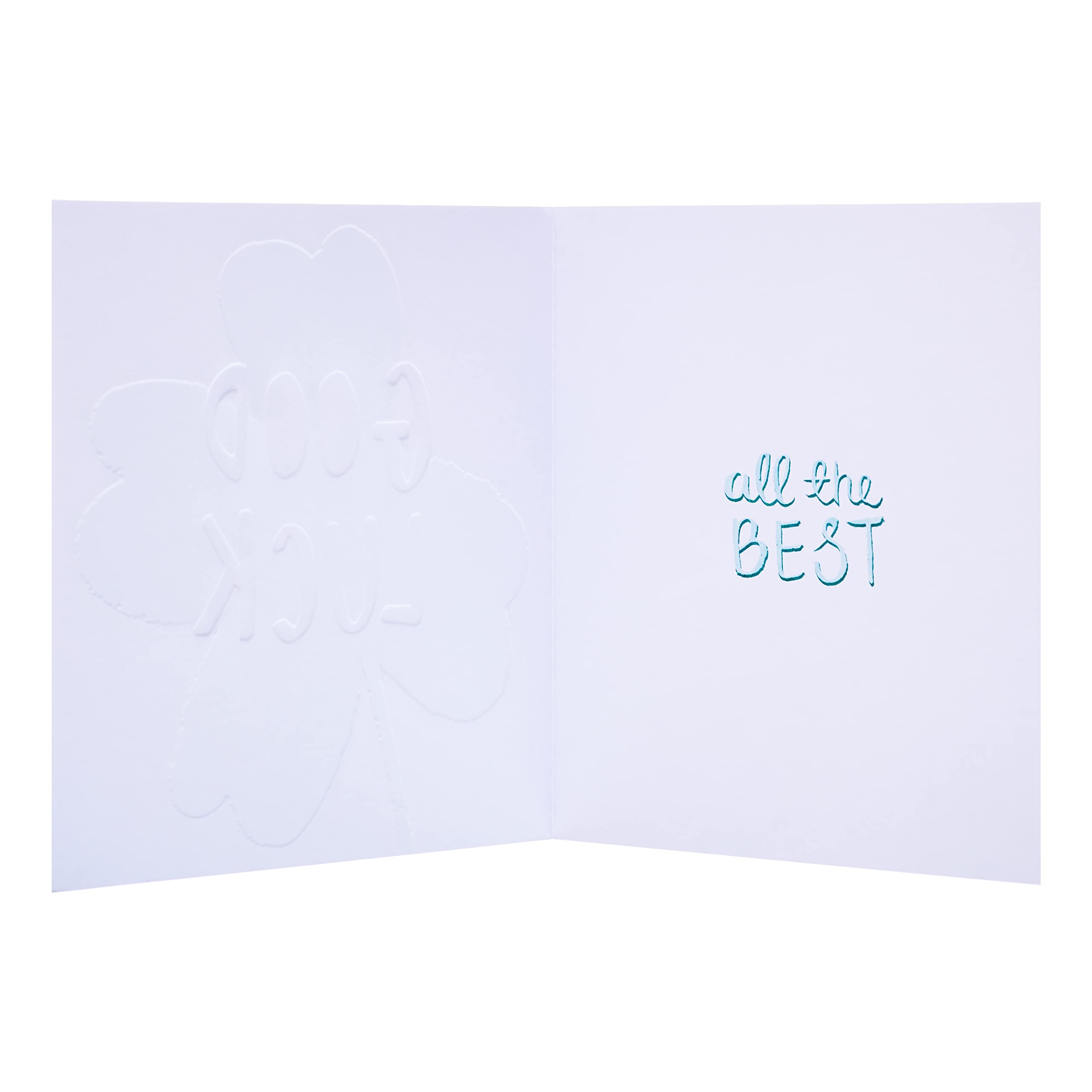 Hallmark Good Luck Card - Four Leaf Clover Design | 16cm x 16cm | Gold Foil & Embossed 2
