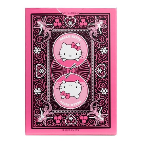 Bicycle Hello Kitty Playing Cards - Black & Pink Deck | Standard Size | Unisex Adult