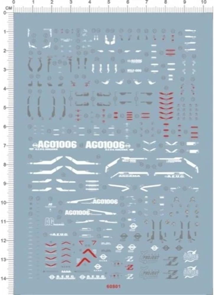 Bandai Hobby GD-101 RG Zeta Gundam Bandai Decal (Bag/6) - Customizable Water Slide Decals for Model Kits