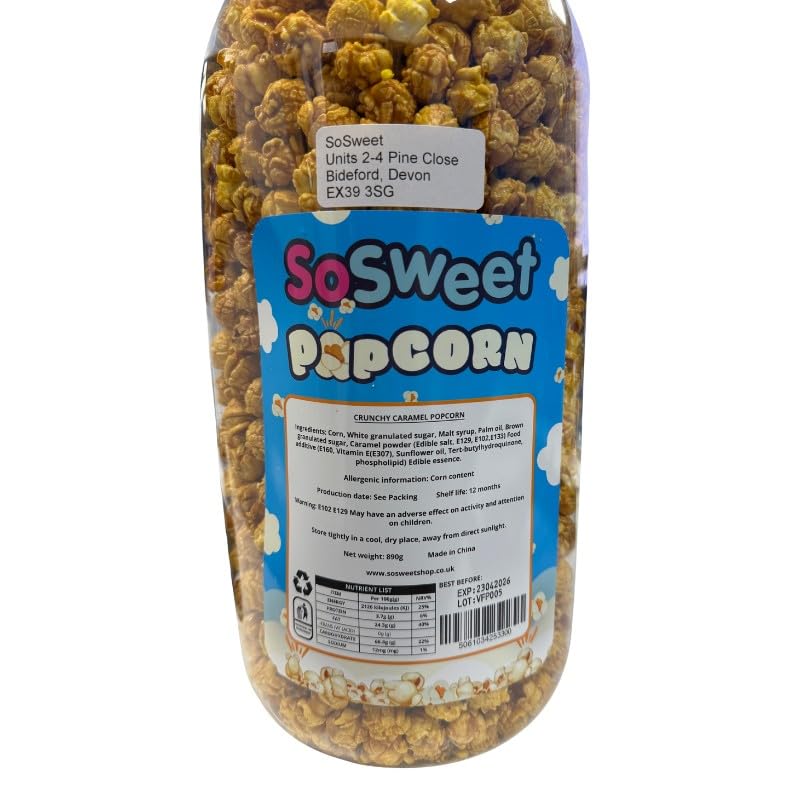 SoSweet Crunchy Caramel Popcorn - Large 890g Reusable Money Box Jar | Gluten Free 3