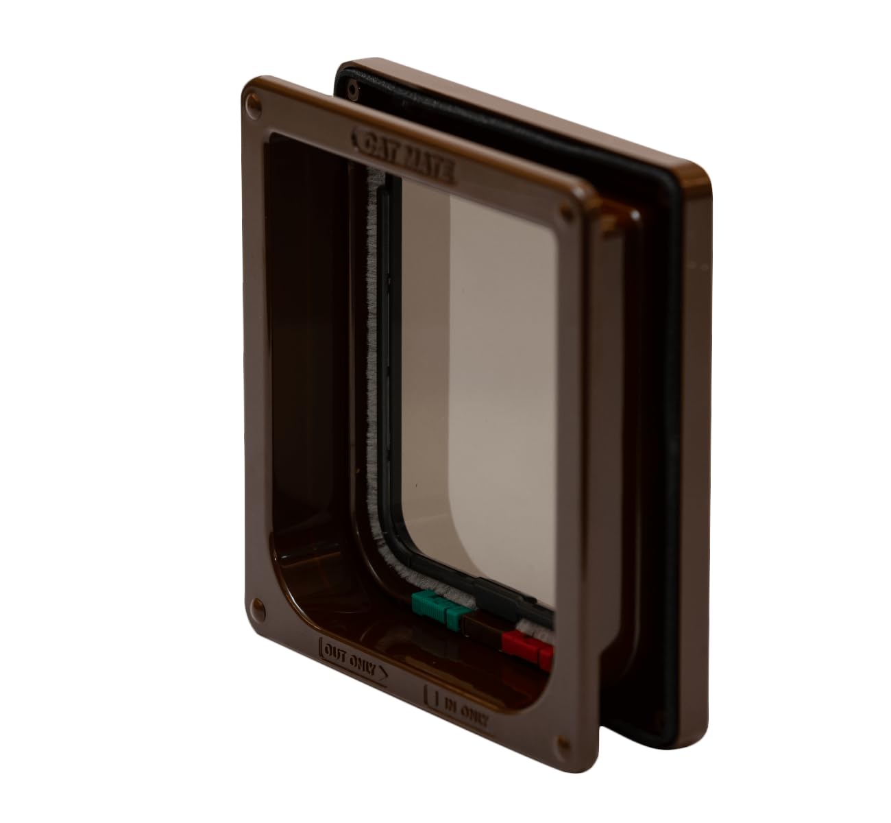 Cat Mate 4 Way Locking Cat Flap - Brown | Up to 50mm Door Thickness | Weather Resistant 3