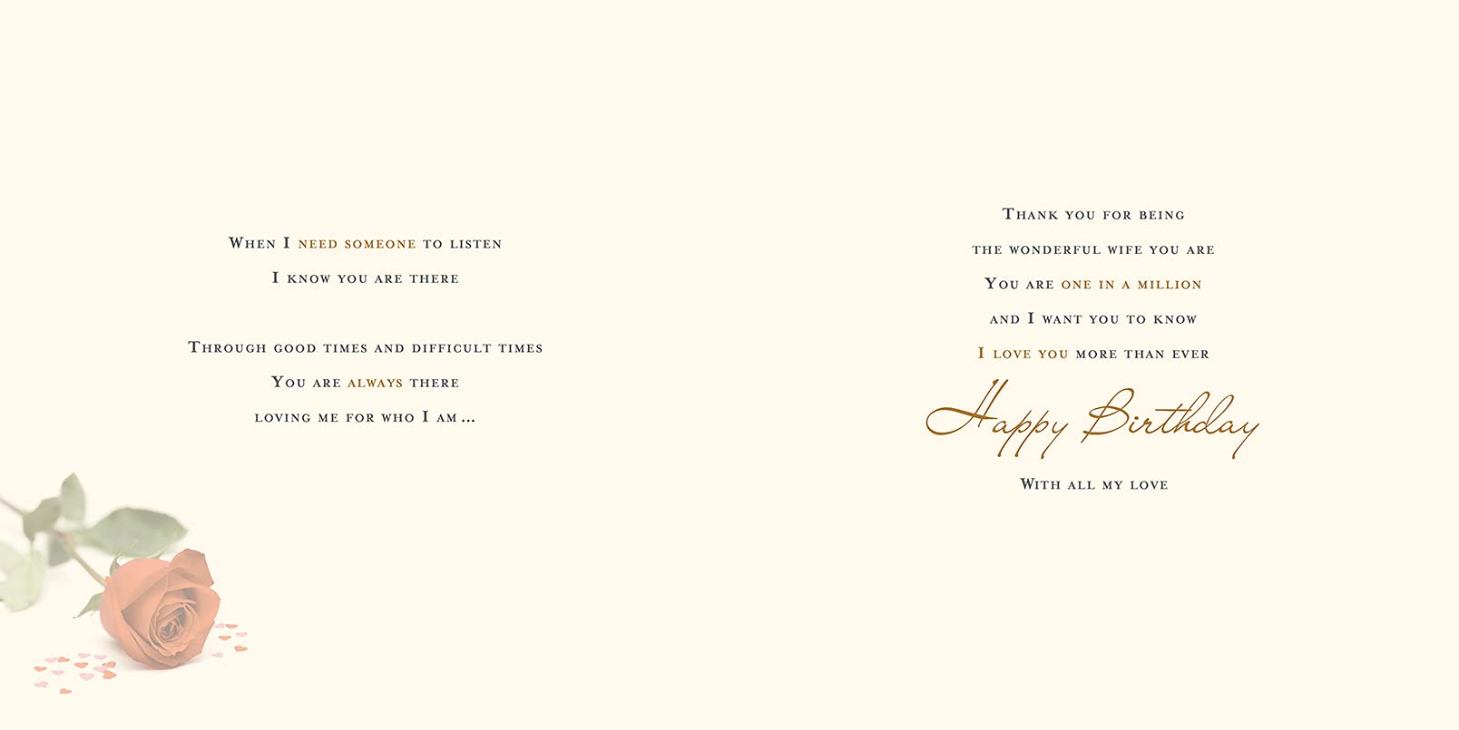 Piccadilly Greetings Wife Birthday Card | 223mm Square | Beige 2