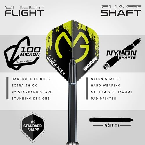 WINMAU Michael van Gerwen MvG Softip Gift Set - 50 Piece Darts Set with 4 Sets of Flights, Shafts, and Accessories