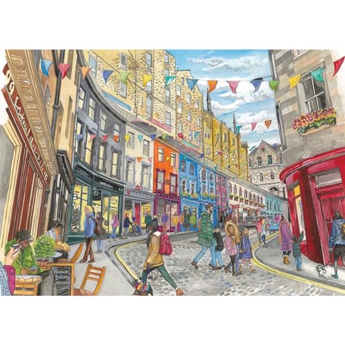 Gibsons Edinburgh Jigsaw Puzzles - 2 x 500 Piece Set | Victoria Street & Castle Views | Recycled Board