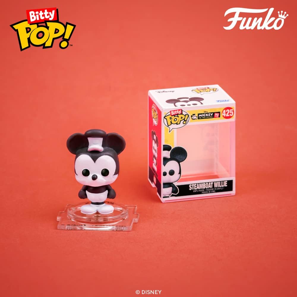Funko Bitty POP! Disney - Mickey Mouse, Minnie Mouse (Pink Dress), Pluto & Mystery Figure Vinyl Set