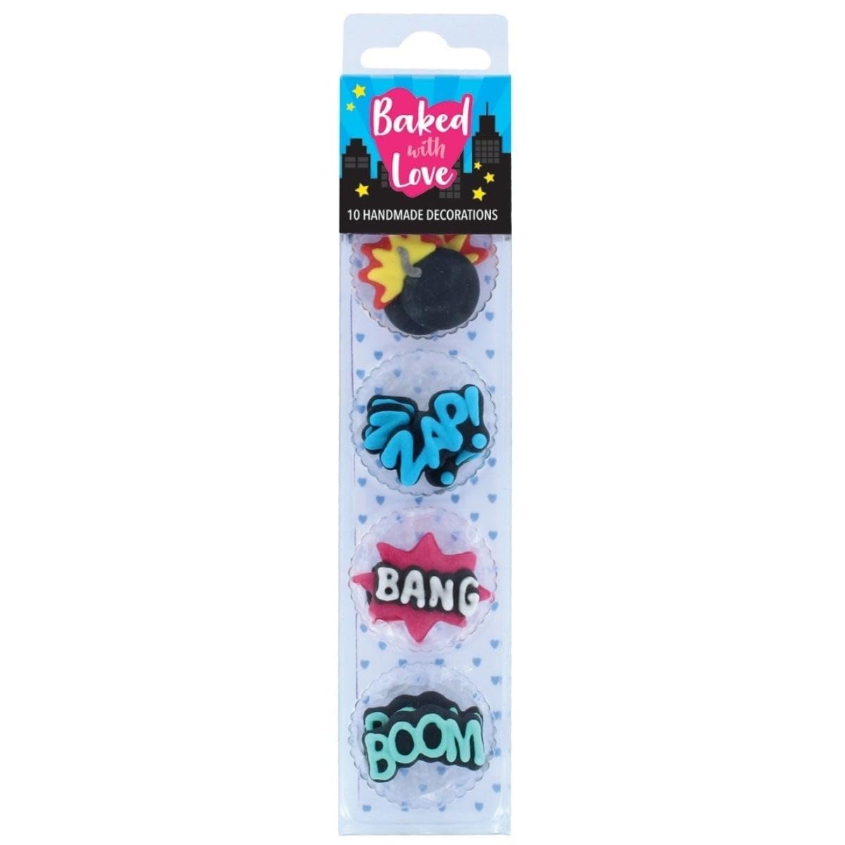 Baked with Love Superhero Sugar Cupcake Toppers - 10 Piece Set | Handmade Royal Icing | 25mm