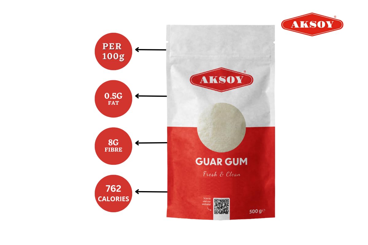 AKSOY Guar Gum Fine Powder Thickener, Emulsifier and Stabiliser Agent - 500g 4