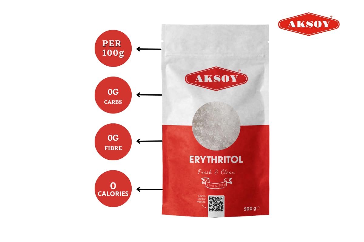 AKSOY Erythritol Granulated Sugar Substitute - Zero Calorie, 100% Natural, 500g 4