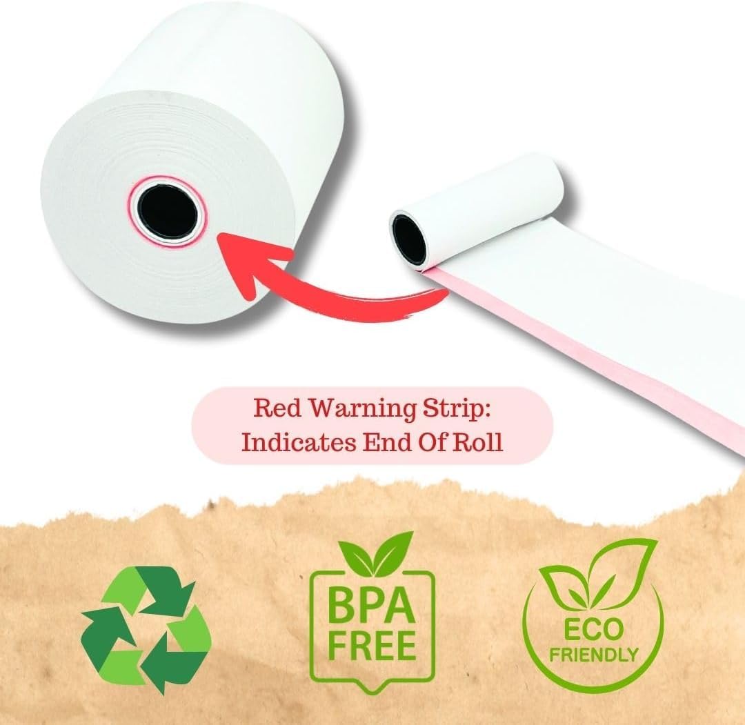 Double Dragon Premium Thermal Paper Till Rolls - 57x57mm, Box of 20 Rolls | BPA-Free 2
