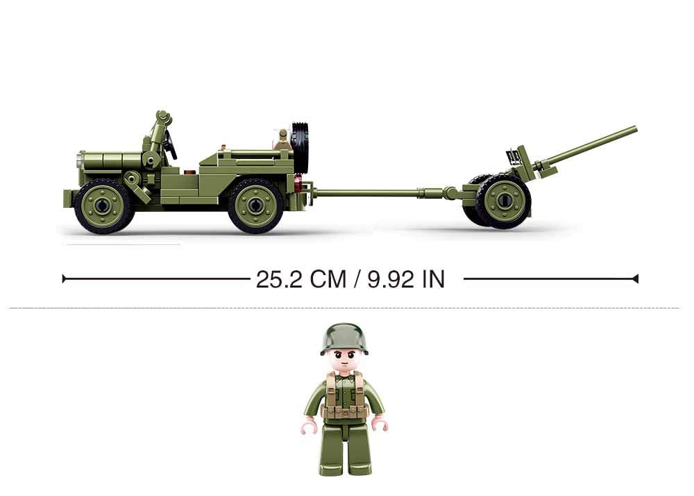 Sluban WW2 Series - Allied Jeep with Artillery Cannon Building Set