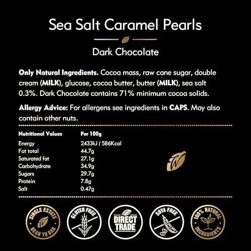 Willie’s Cacao - Dark Chocolate Salted Caramel Pearls 150g – Gift Box of 20 Individually Wrapped Pearls with Molten Sea Salt Caramel 7