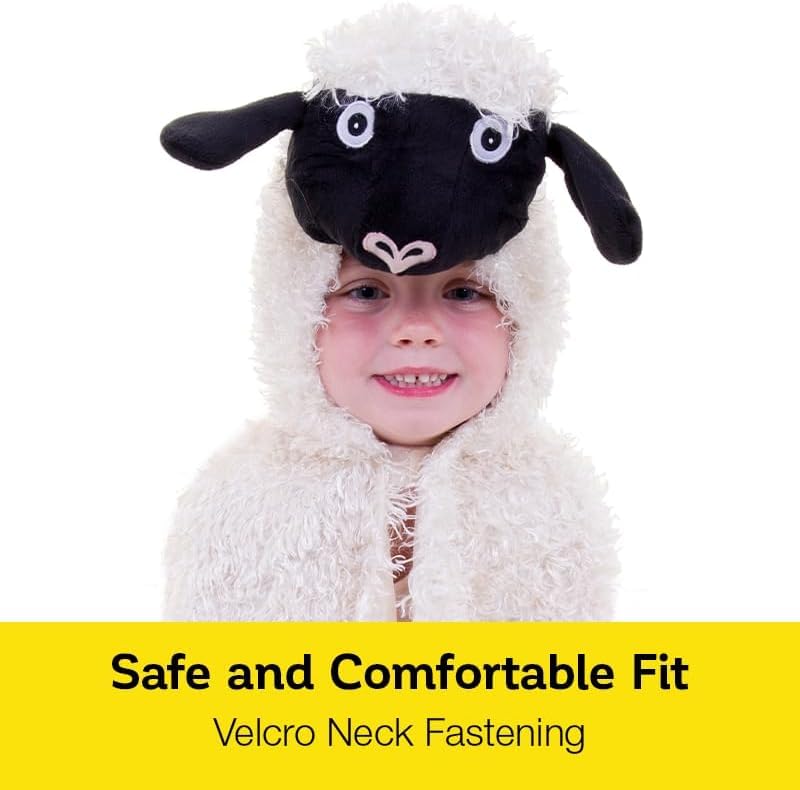 Sheep Cape Dress Up Costume - Soft Plush Hood with Velcro Fastening for Kids 3-7 Years 4