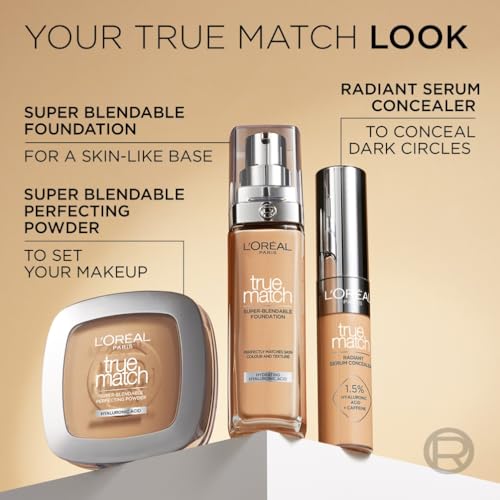 L'Oréal Paris True Match Liquid Foundation (30ml) - Skincare-Infused with Hyaluronic Acid, SPF 16, 46 Shades, 7.C Rose Amber 11