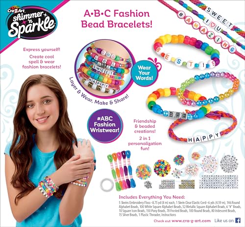 CRA-Z-ART Shimmer n Sparkle ABC Fashion Bracelets - Personalized Bead Craft Kit for Kids 6+ 7