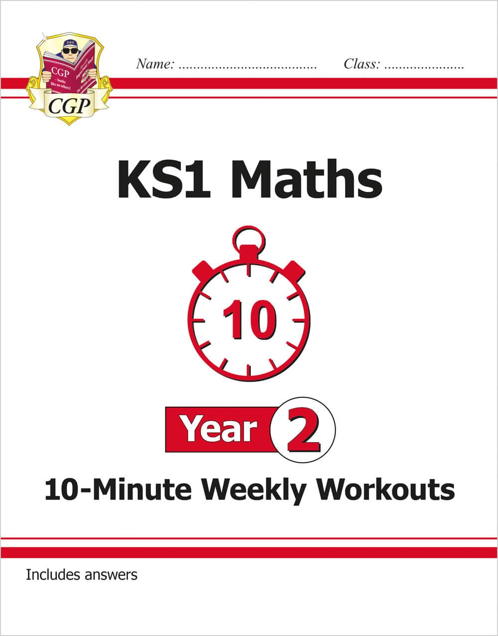 CGP KS1 Maths 10-Minute Weekly Workouts - Year 2 Study Aid | Paperback | English