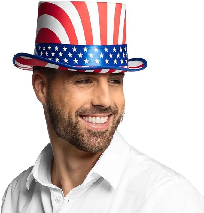 Boland USA Deluxe Top Hat - Adult Size, Stars & Stripes Design