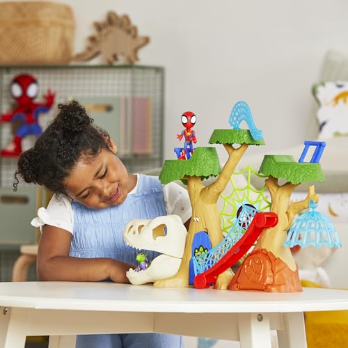 SPIDEY AND HIS AMAZING FRIENDS Dino-Webs Treehouse Playset | Spidey & Goblin Raptor Figures | Ages 3+