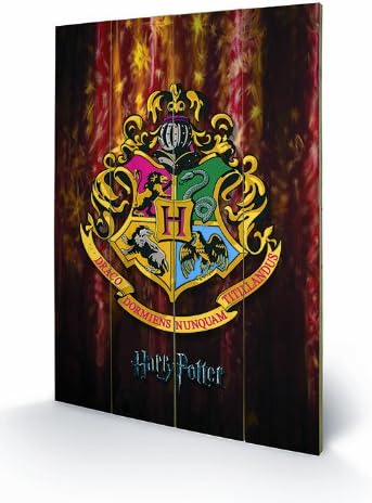 Pyramid International Harry Potter Hogwarts Crest Wood Print 40 x 59cm, Multi-Colour, 40 x 59 x 1.3 cm