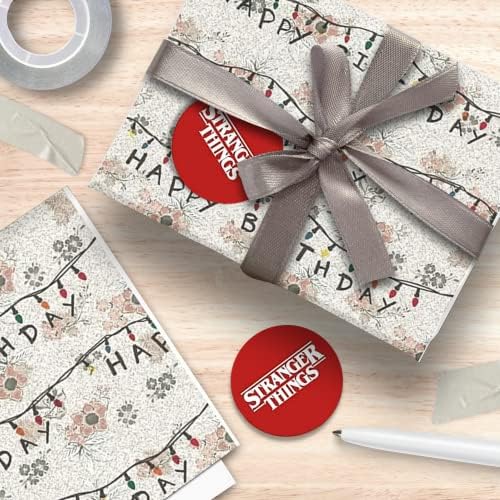 Danilo Promotions LTD Stranger Things Upside Down Gift Wrapping Paper Set | 2 Sheets & 2 Tags | 70cm x 50cm 3