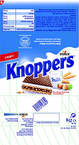 Knoppers Chocolate Hazelnut Wafers, Crispy Cream Filled Snack Bars, Individually Wrapped (Pack of 24, 25g Each) 5