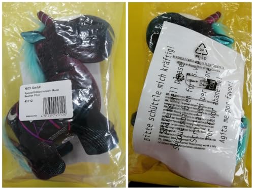 NICI 45712 Theodor & Friends Moon Beamer Special Edition Plush Unicorn - 22 cm, Black/Turquoise 14