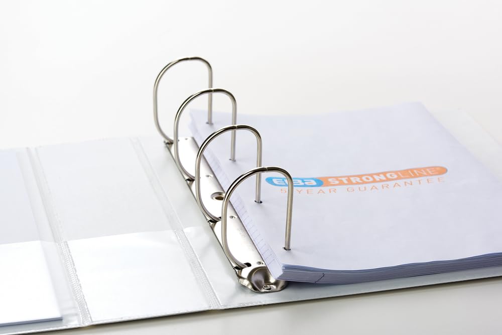 Elba A4+ 4 D-Ring O-Ring Binder - 65mm Capacity, 90mm Spine, White Presentation Folder