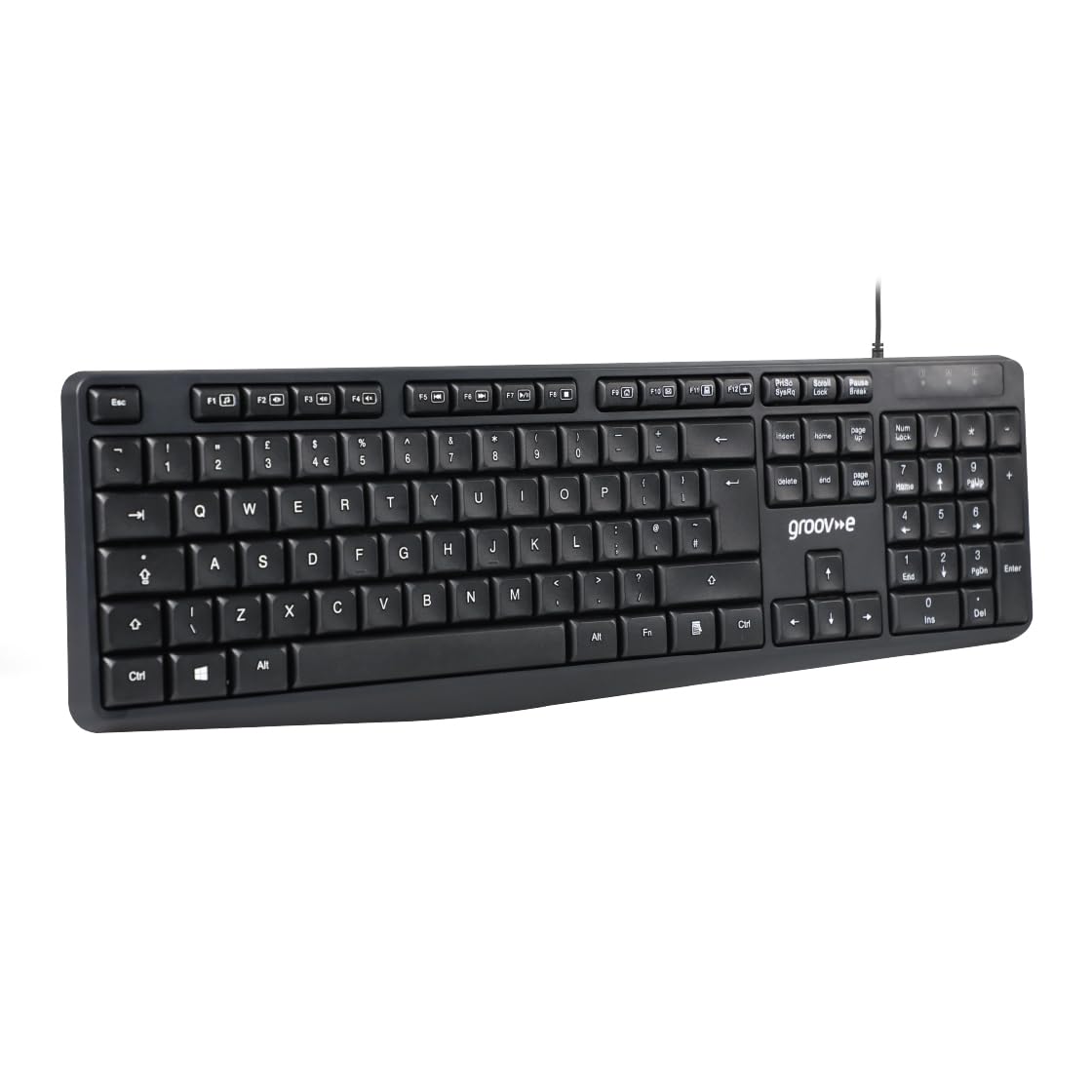 groov e Wired Full-Size Keyboard - Ergonomic USB QWERTY Keyboard for PC and Laptop