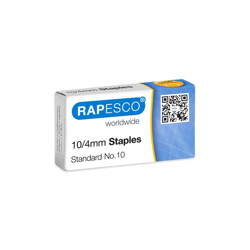 RAPESCO AP510VZ3 Staples - Type 10/4mm, Rust-Resistant Galvanised, 1000 Count Box