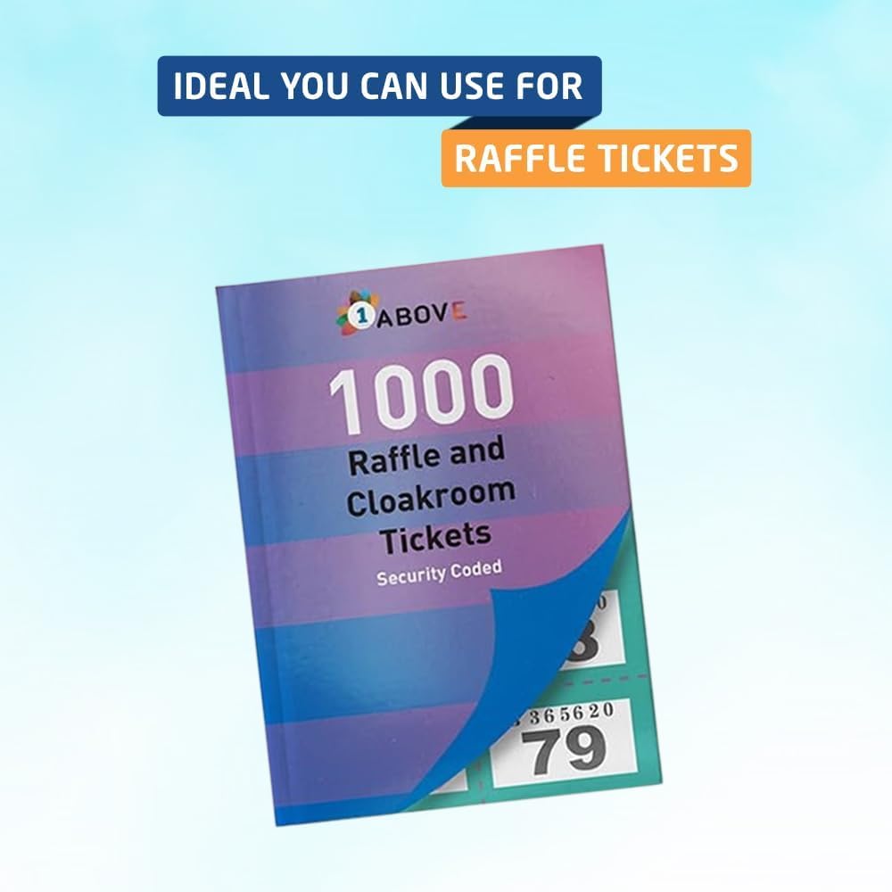 1ABOVE Numbered Raffle & Cloakroom Tickets (3 Pack) | Numbered 1-1000 | High Quality Paper