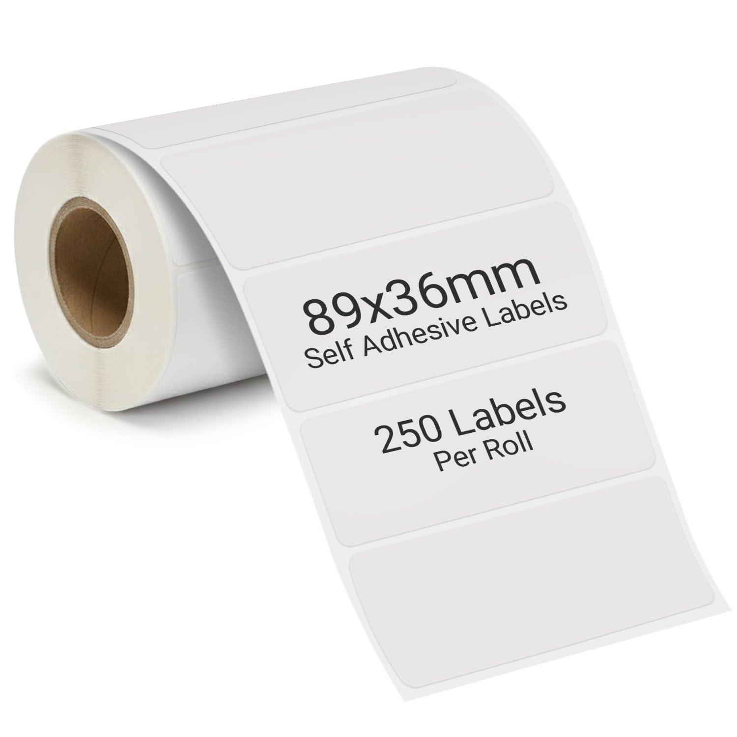 eCompostable Self Adhesive Address Labels - 89x36mm White Sticky Labels on Roll | 250 Count