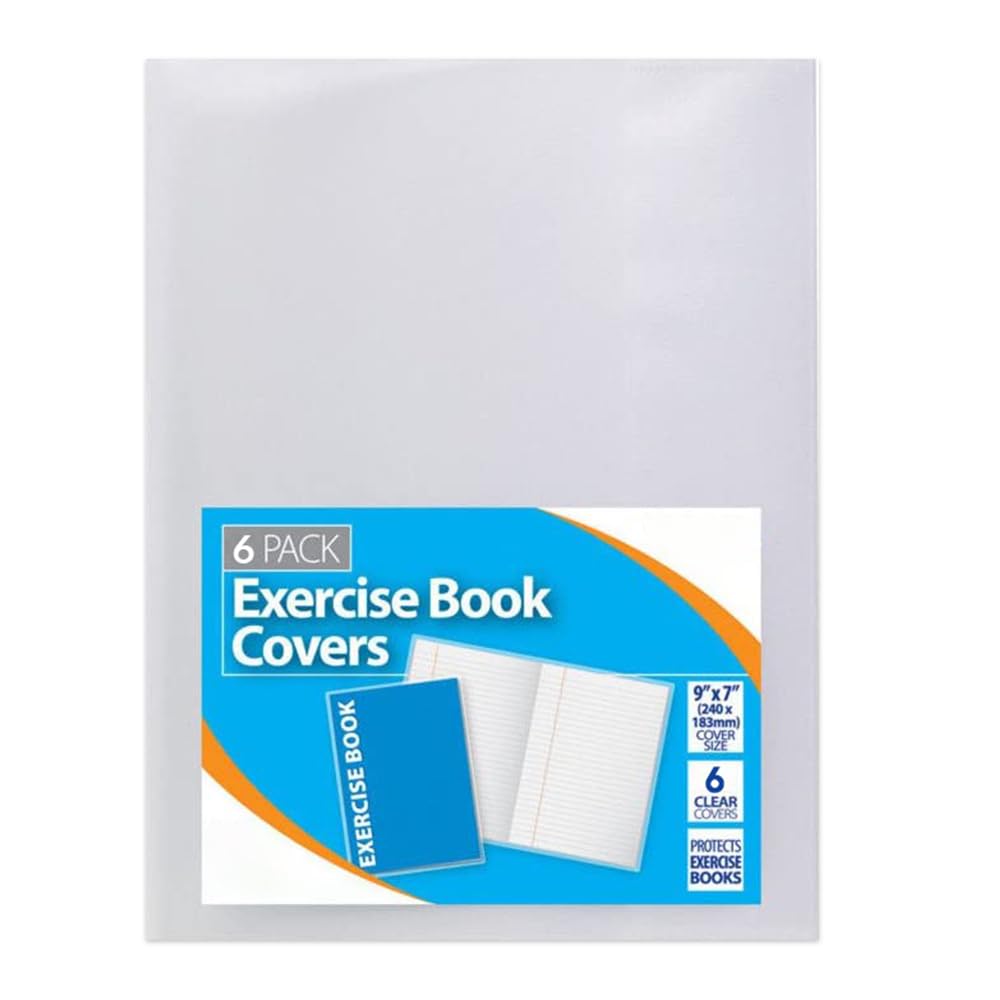 1ABOVE 6 Pack Clear Plastic Exercise Book Covers - 150 Micron Strong Protection | A5/A4 Compatible