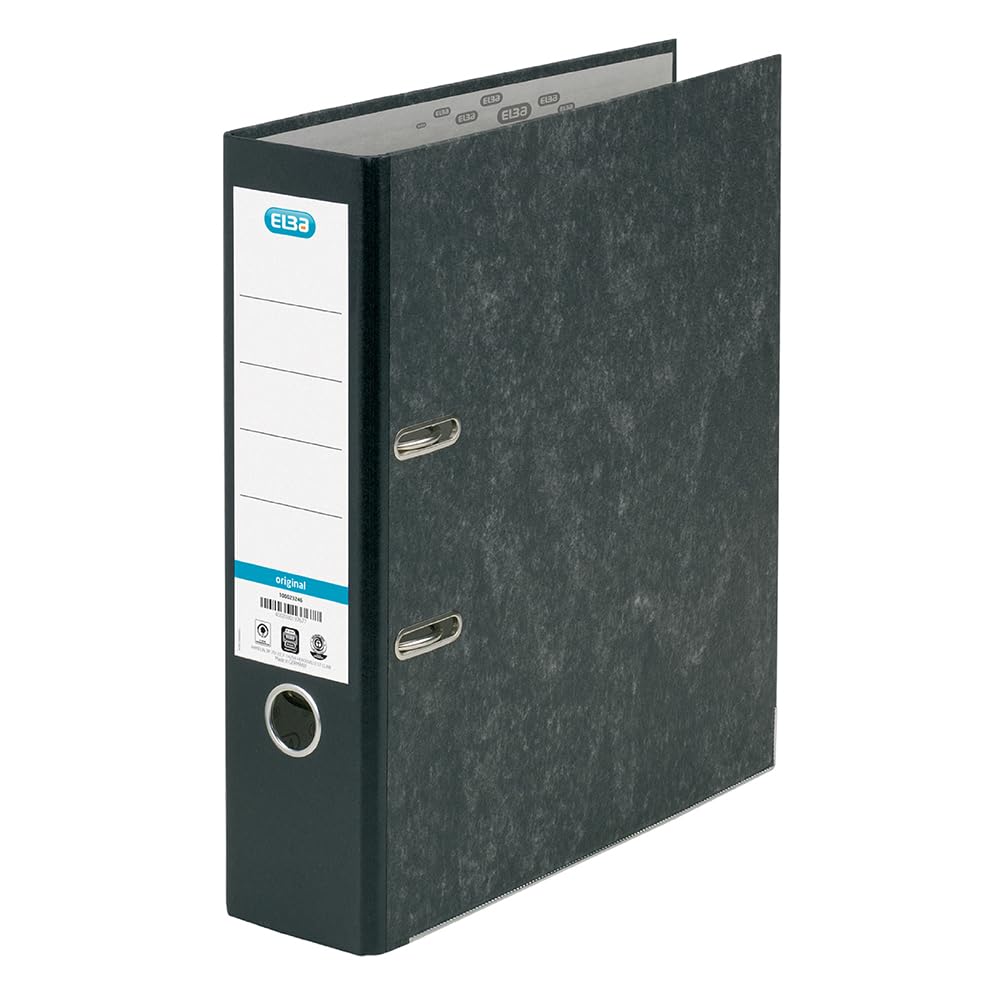 Elba A4 Classic Lever Arch File - 80mm Spine, Cloudy Black | High Capacity Filing