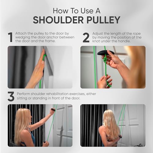 Atemi Sports - Shoulder Pulley Physiotherapy System for Home Exercise and Reha| Durable Over-the-Door Pulley with Adjustable Handles and Door Anchor