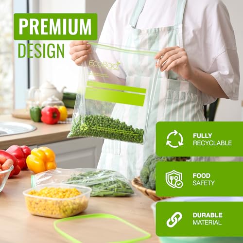 EcoBag 30 Pack Reusable Freezer/Sandwich Bags - 4.5L, 35 Microns, Clear