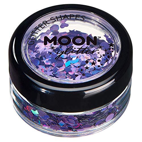 Smiffys Holographic Glitter Shapes von Moon Glitter - Lila - 3g