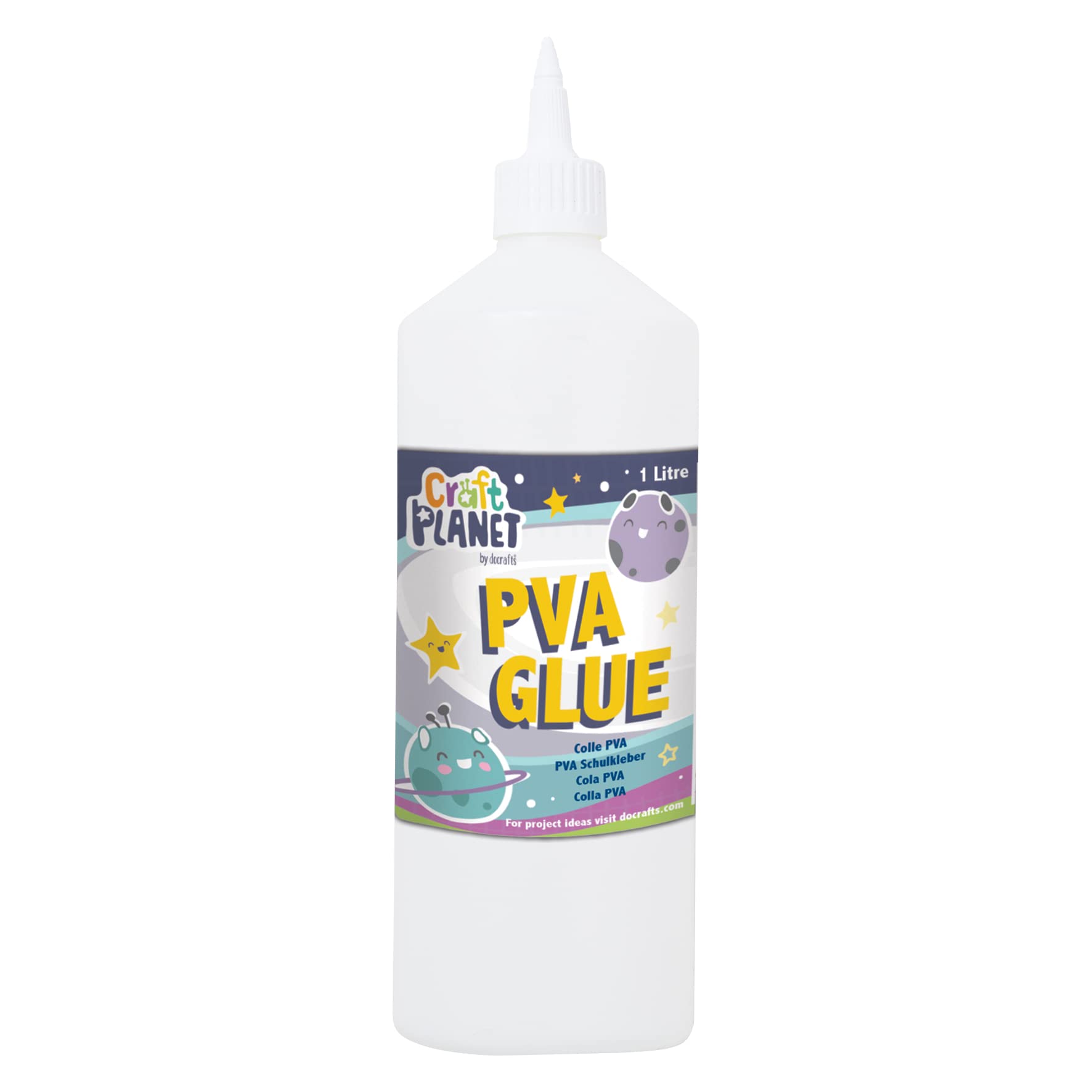 Craft Planet 1 Litre White PVA Glue | Strong, Tacky, Washable | For Paper, Wood & Kids Craft